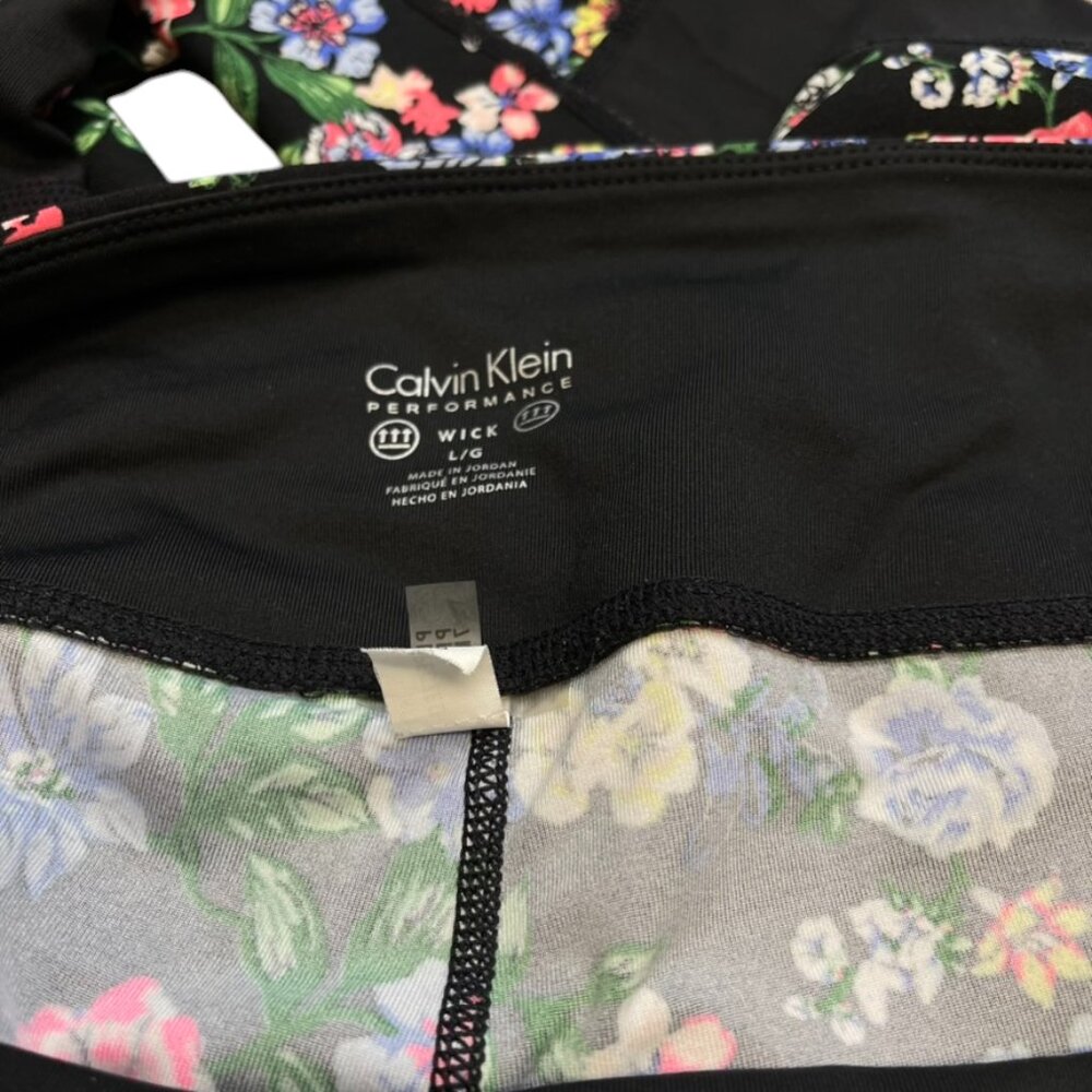 Calvin Klein Performance Women’s Yoga Fitness Leggings Black Floral Mesh Panel L - Picture 8 of 8